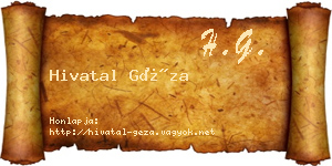 Hivatal Géza névjegykártya
